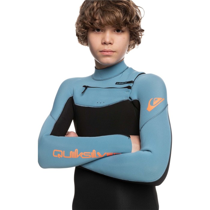 2024 Quiksilver Boys Everyday Sessions 4/3mm GBS Chest Zip Wetsuit EQBW103094 - Black / Provincial Blue